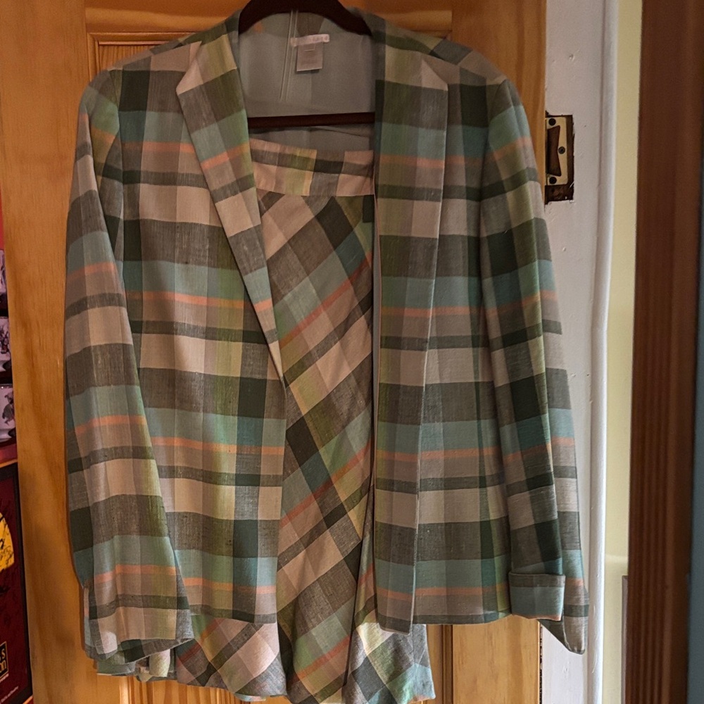 Austin Reed 2 piece skirt set in green plaid size 12